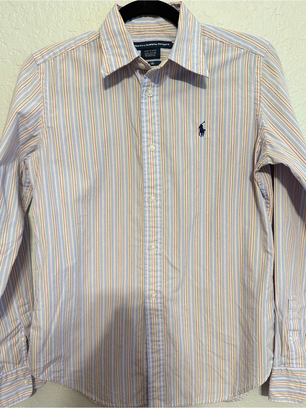 Ralph Lauren Women's Striped Button-Down Shirt in Light Blue, White & Peach - Picture 5 of 6